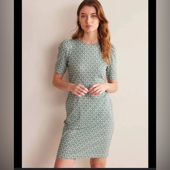 Boden Women’s Zoe Agean Blue Green Floral Jersey Dress - Size 20 - Picture 1 of 7